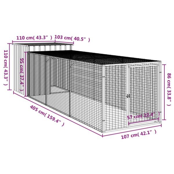 Клетка за пилета с волиера, 110x405x110 см, поцинкована стомана