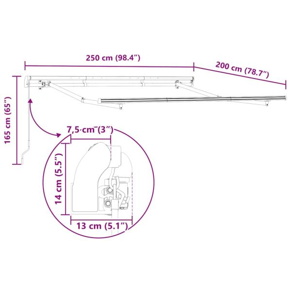 Сгъваем навес Жълто 250 x 200 cm текстил