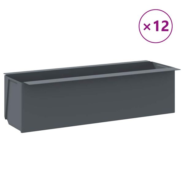 Сандъчета за цветя за европалети 12 бр сиви 36x13,5x9,5 см PP