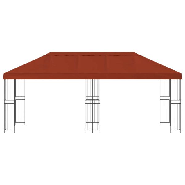 Беседка със страници 6 x 3 m Теракота Полиестер и стомана 190