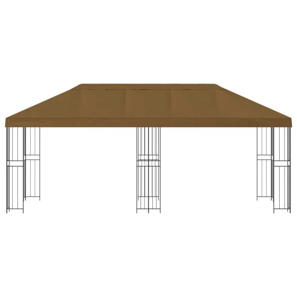 Беседка със страници 6 x 3 m Таупе Полиестер и стомана 190