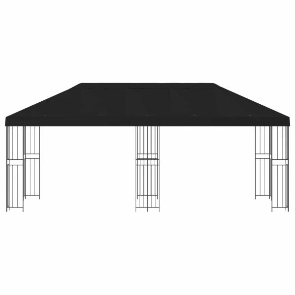 Беседка със страници 6 x 3 m Черно Полиестер и стомана 190