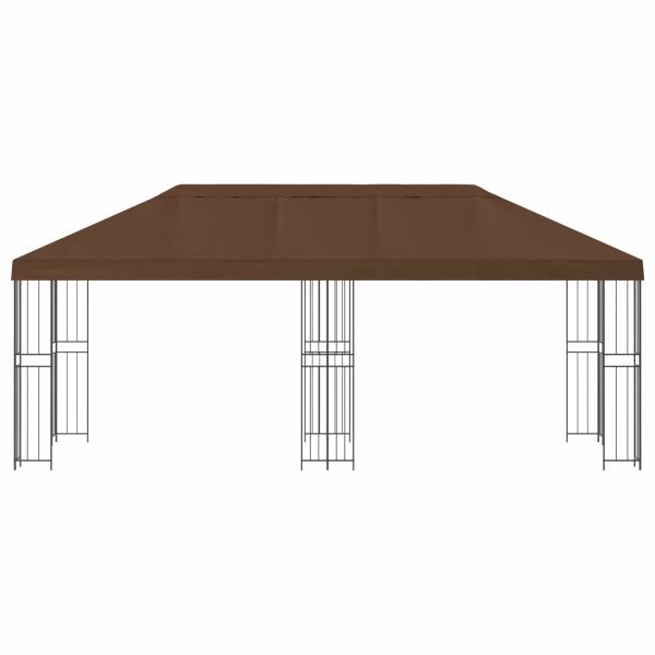 Беседка със страници 6 x 3 m Кафяво Полиестер и стомана 190