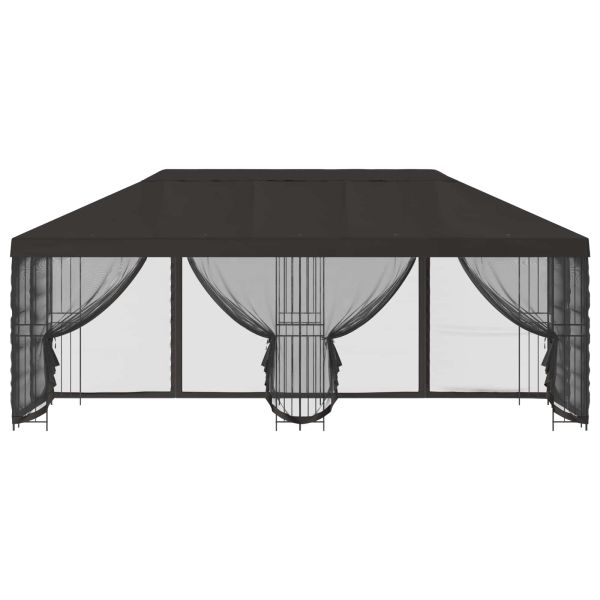 Беседка със страници 6 x 3 m Антрацит Полиестер и стомана 190