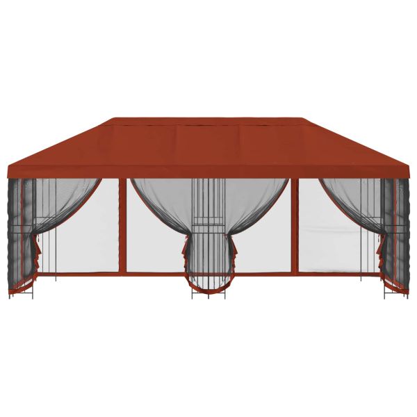 Беседка със страници 6 x 3 m Теракота Полиестер и стомана 190