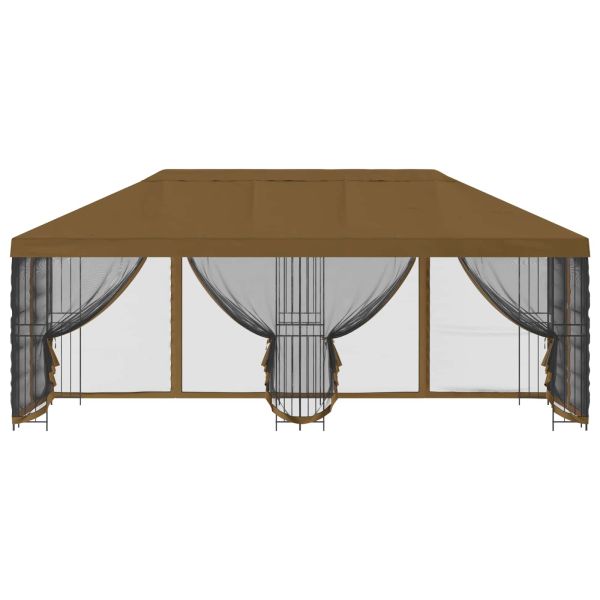 Беседка със страници 6 x 3 m Таупе Полиестер и стомана 190
