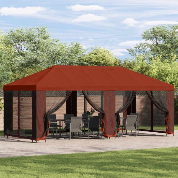 Градинска беседка 6 x 3 m Теракота Полиестер и стомана 190
