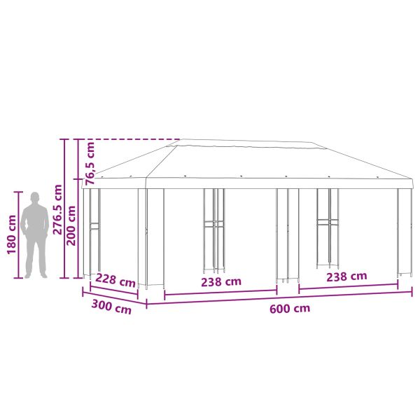 Градинска беседка 6 x 3 m Синьо Полиестер и стомана 190