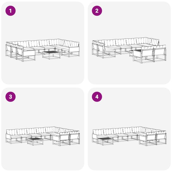 Комплект дивани за открито 10 pcs Естествено и черно