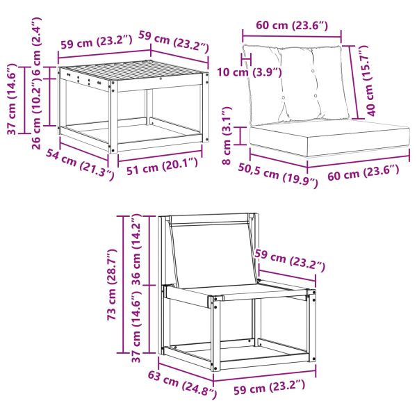 Комплект дивани за открито 5 pcs Естествено и черно
