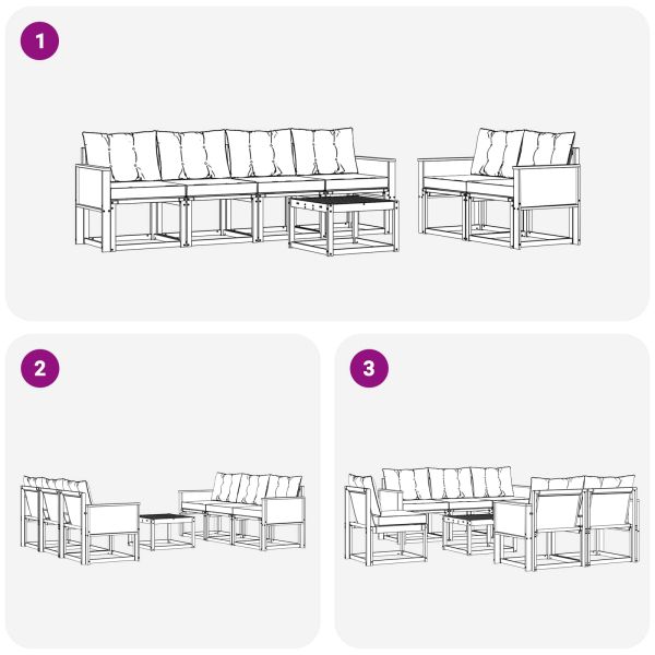 Комплект дивани за открито 7 pcs Натурално и светлосиво