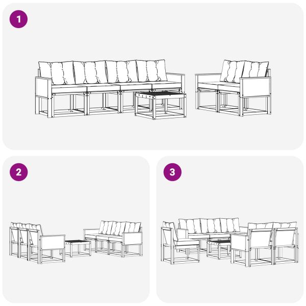 Комплект дивани за открито 7 pcs Натурален и Бежов