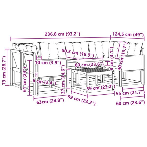 Комплект дивани за открито 7 pcs Натурален и Бежов