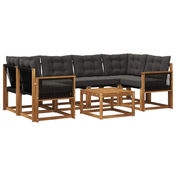 Комплект дивани за открито 7 pcs Естествено и черно
