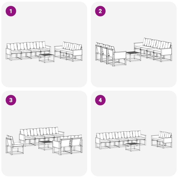 Комплект дивани за открито 8 pcs Естествено и черно
