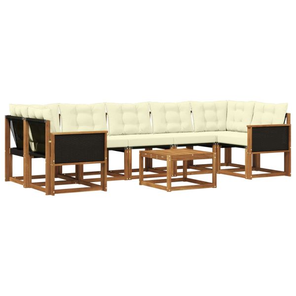 Комплект дивани за открито 8 pcs Натурален и Крема