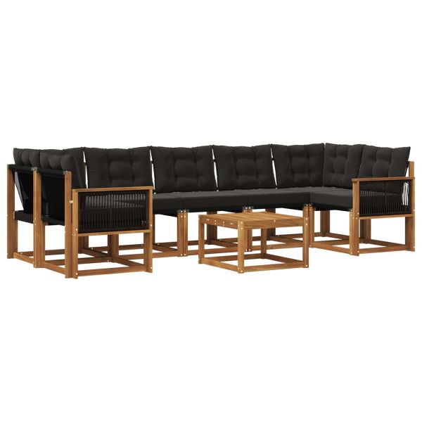 Комплект дивани за открито 8 pcs Естествено и черно