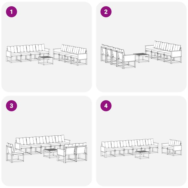 Комплект дивани за открито 9 pcs Натурален и Бежов