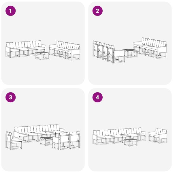 Комплект дивани за открито 9 pcs Натурален и Бежов