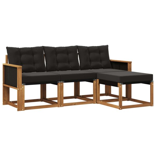 Комплект дивани за открито 4 pcs Естествено и черно