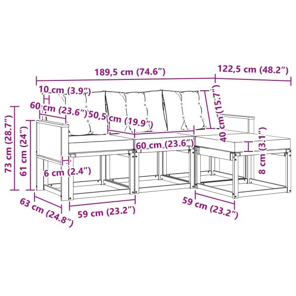 Комплект дивани за открито 4 pcs Естествено и черно