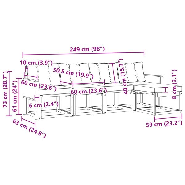Комплект дивани за открито 5 pcs Натурален и Крема