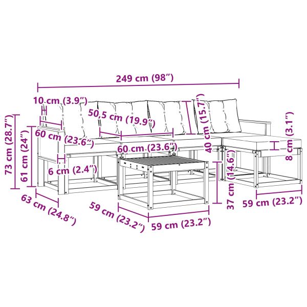 Комплект дивани за открито 6 pcs Естествено и черно