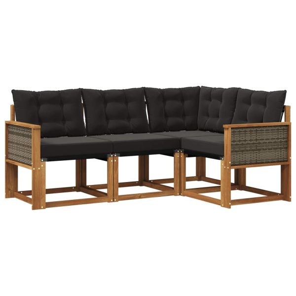 Комплект дивани за открито 4 pcs Естествено и черно