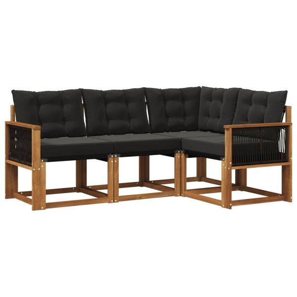 Комплект дивани за открито 4 pcs Естествено и черно