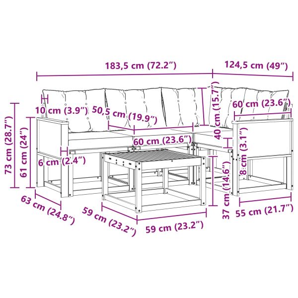 Комплект дивани за открито 5 pcs Натурален и Бежов