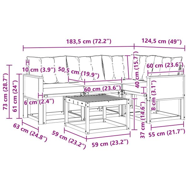 Комплект дивани за открито 5 pcs Естествено и черно