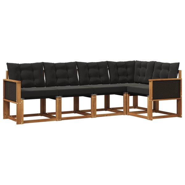 Комплект дивани за открито 5 pcs Естествено и черно