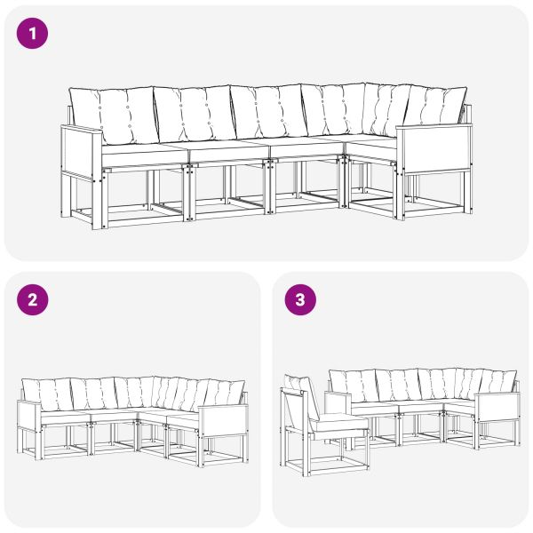 Комплект дивани за открито 5 pcs Натурално и светлосиво
