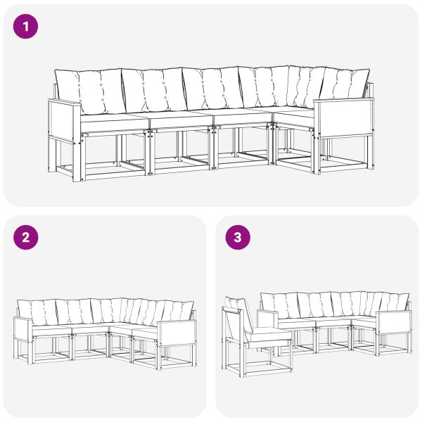 Комплект дивани за открито 5 pcs Натурално и светлосиво