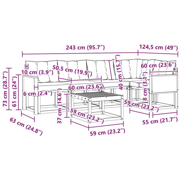 Комплект дивани за открито 6 pcs Натурален и Бежов
