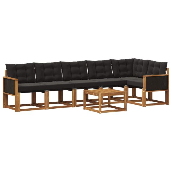 Комплект дивани за открито 7 pcs Естествено и черно