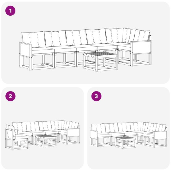 Комплект дивани за открито 7 pcs Естествено и черно