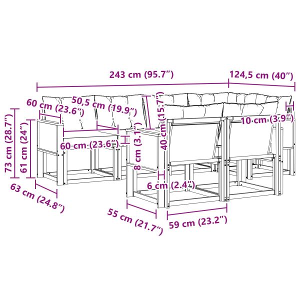 Комплект дивани за открито 7 pcs Натурален и Бежов