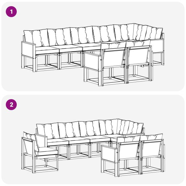 Комплект дивани за открито 8 pcs Натурален и Крема