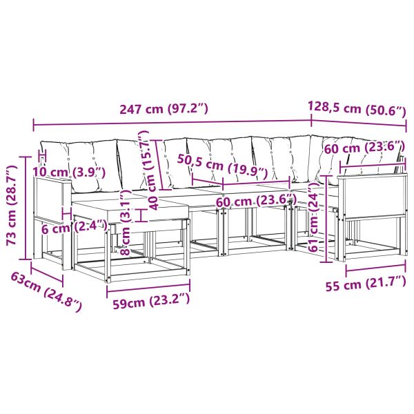 Комплект дивани за открито 6 pcs Натурален и Бежов