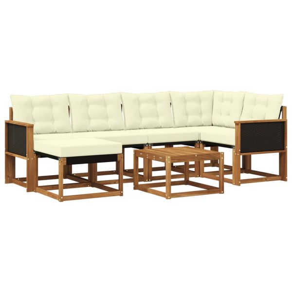 Комплект дивани за открито 7 pcs Натурален и Крема