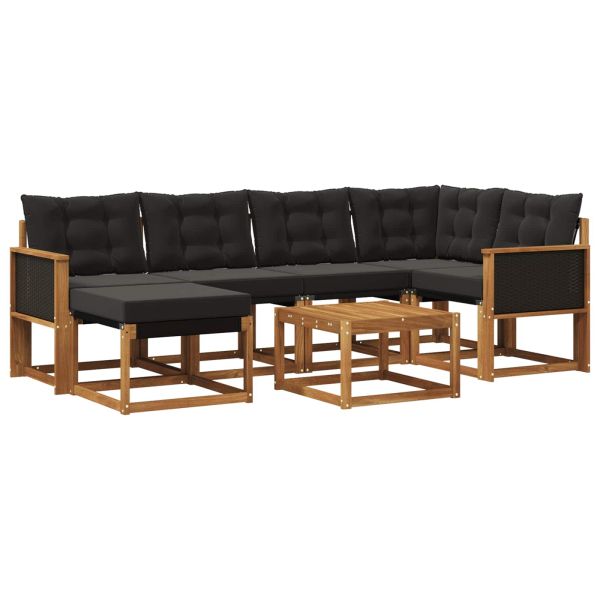 Комплект дивани за открито 7 pcs Естествено и черно