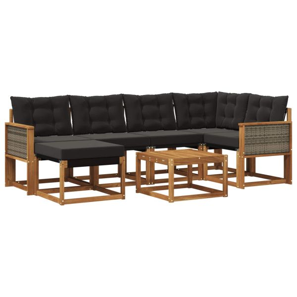 Комплект дивани за открито 7 pcs Естествено и черно