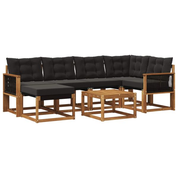 Комплект дивани за открито 7 pcs Естествено и черно