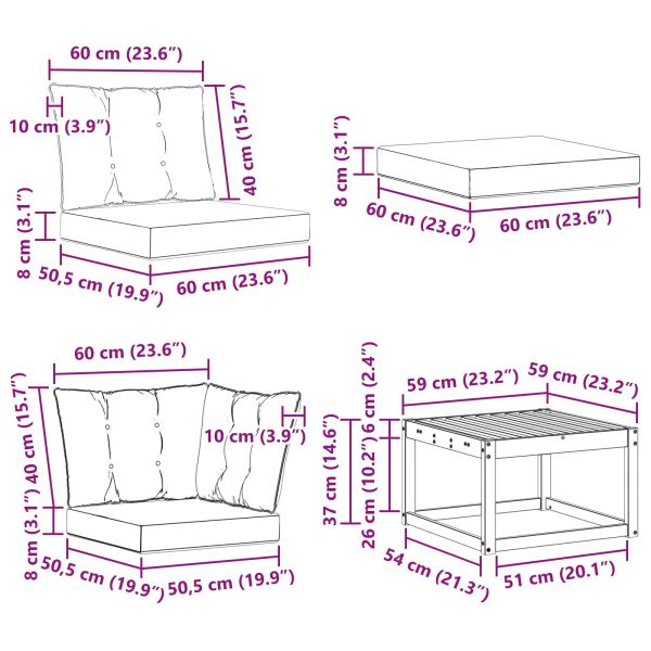 Комплект дивани за открито 7 pcs Натурален и Бежов