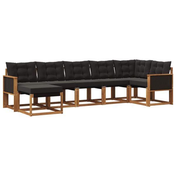Комплект дивани за открито 7 pcs Естествено и черно