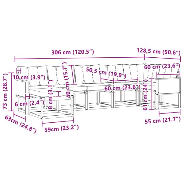 Комплект дивани за открито 7 pcs Естествено и черно