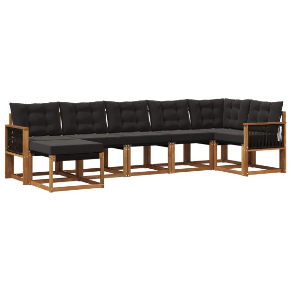 Комплект дивани за открито 7 pcs Естествено и черно