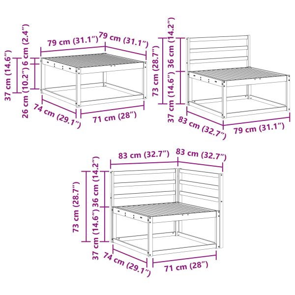 Комплект дивани за открито 7 pcs Натурално