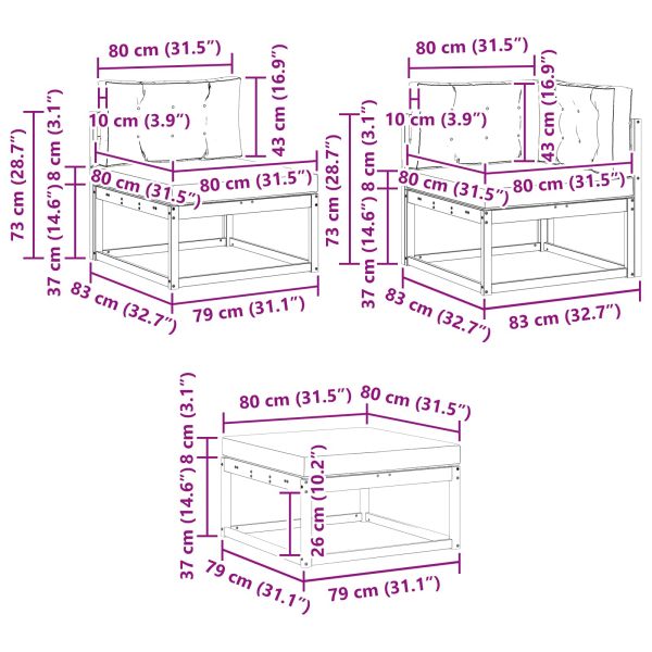 Комплект дивани за открито 7 pcs Натурален и Крема
